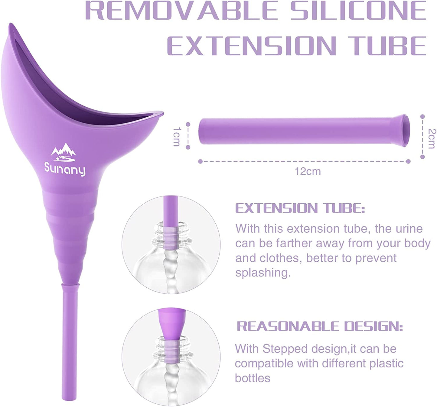 Dispozitiv urinal femei tip palnie din silicon, portabil, reutilizabil pentru exterior, activitati, camping, violet