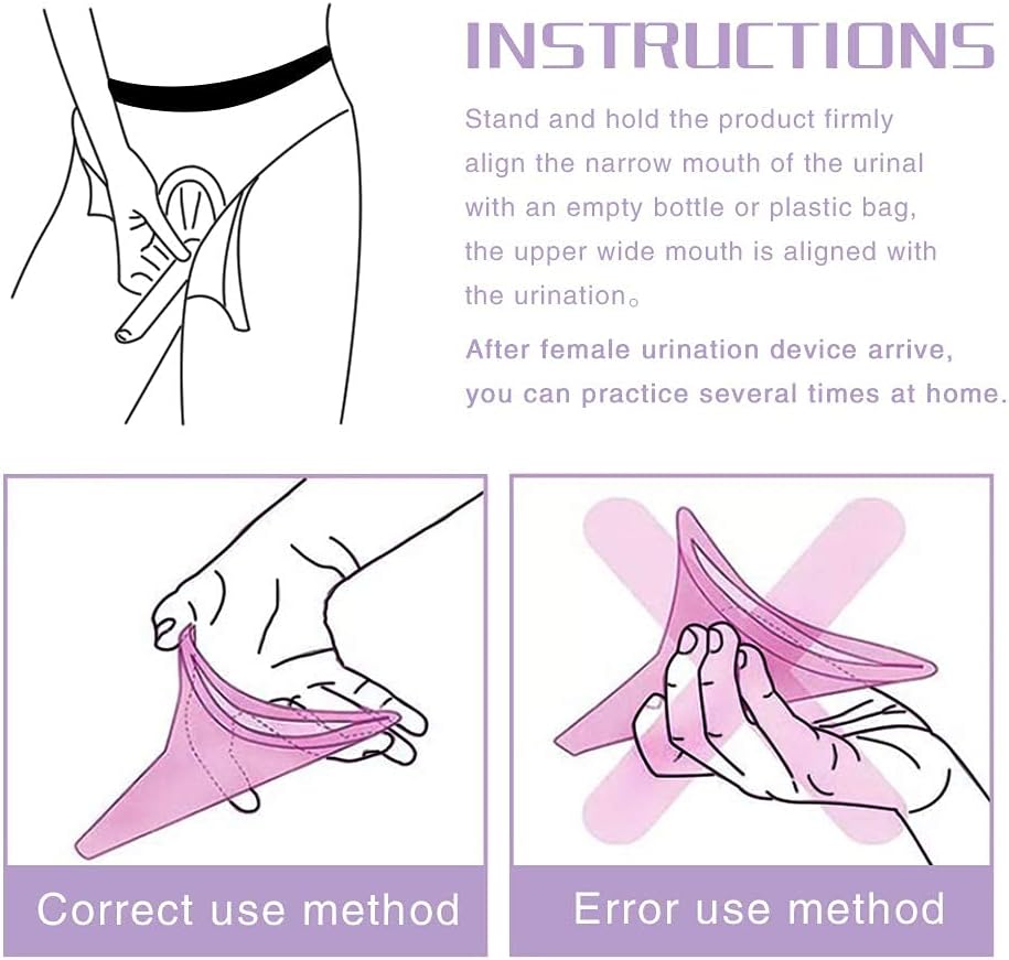 Dispozitiv urinal femei tip palnie din silicon, portabil, reutilizabil pentru exterior, activitati, camping, violet