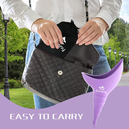 Dispozitiv urinal femei tip palnie din silicon, portabil, reutilizabil pentru exterior, activitati, camping, violet