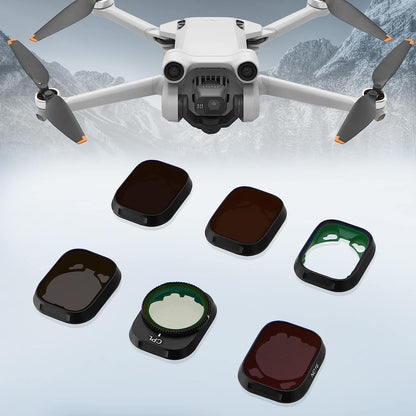 Set 6 Filtre pentru drona ,ND64, ND32, ND8, ND16, UV, CPL, impermeabile, compatibil cu DJI Mini 3, DJI Mini 3 Pro