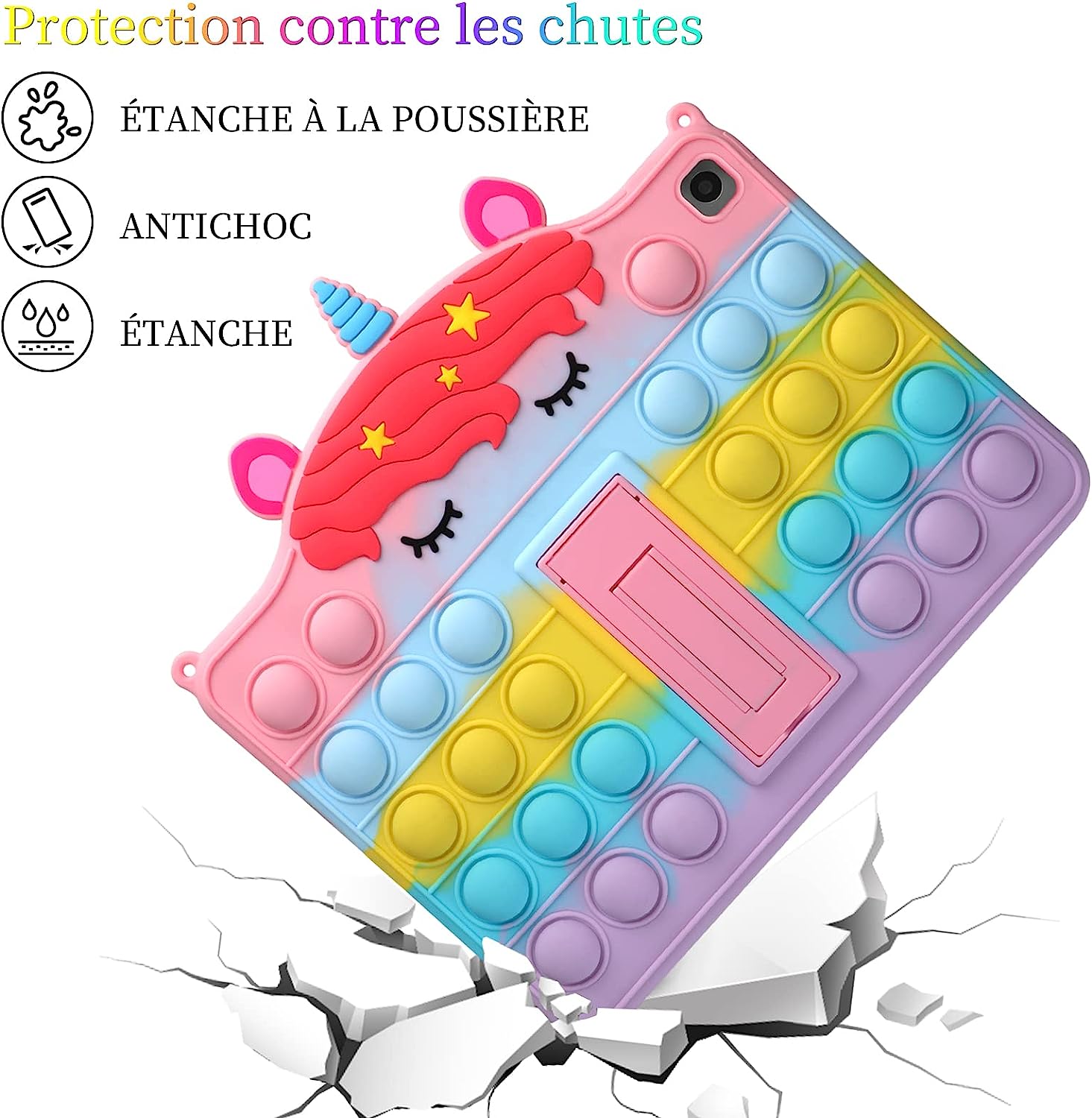 Husa de protectie pentru iPad 6 iPad 5 iPad Air 2 9,7 inchi, Push Pop Fidget, din silicon anti-stres pentru iPad 2018 2017 9,7", pentru copii, multicolora