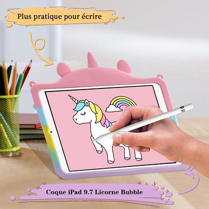 Husa de protectie pentru iPad 6 iPad 5 iPad Air 2 9,7 inchi, Push Pop Fidget, din silicon anti-stres pentru iPad 2018 2017 9,7", pentru copii, multicolora