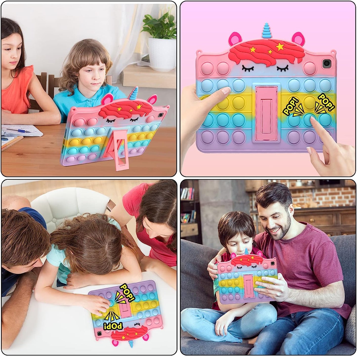 Husa de protectie pentru iPad 6 iPad 5 iPad Air 2 9,7 inchi, Push Pop Fidget, din silicon anti-stres pentru iPad 2018 2017 9,7", pentru copii, multicolora