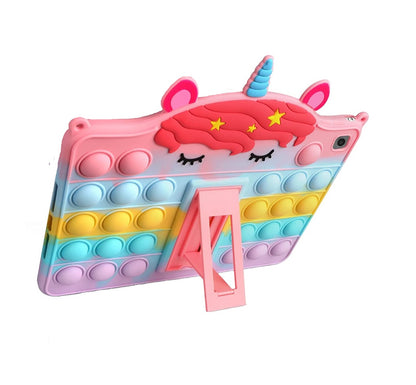 Husa de protectie pentru iPad 6 iPad 5 iPad Air 2 9,7 inchi, Push Pop Fidget, din silicon anti-stres pentru iPad 2018 2017 9,7", pentru copii, multicolora