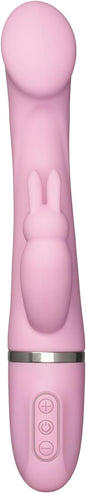 Vibrator din silicon Rabbit cu motor dublu, stimularea clitorisului si a punctului G, silentios, roz