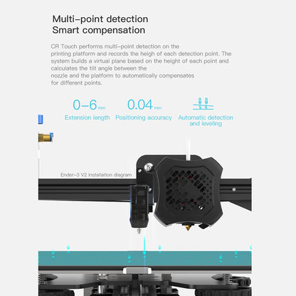 Creality Kit senzor de nivelare automata Creality CR Touch cu conector cu fir de 1 m si bracket montare, pentru Ender 3 / Ender 3 Pro / Ender 3 V2 / Ender 3 Max / Ender 5 / si Seriile CR 10