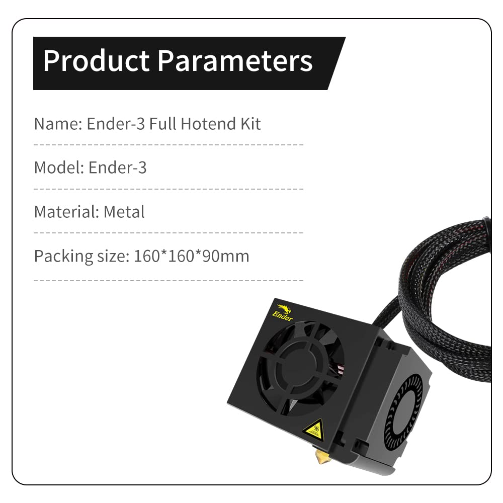 Kit Hotend complet cu ventilator dual, cap de printare, tub de teflon, conectori, suruburi, pentru Ender 3 / Ender 3 Pro / Ender 3S, Creality