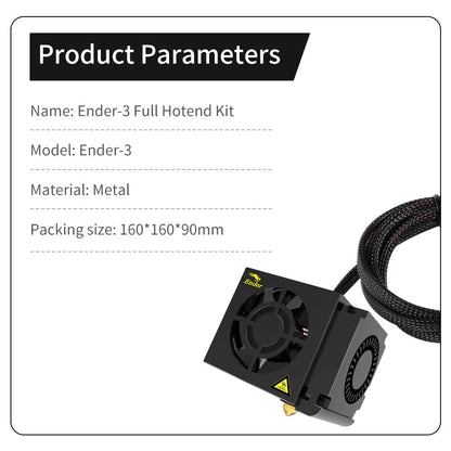 Kit Hotend complet cu ventilator dual, cap de printare, tub de teflon, conectori, suruburi, pentru Ender 3 / Ender 3 Pro / Ender 3S, Creality