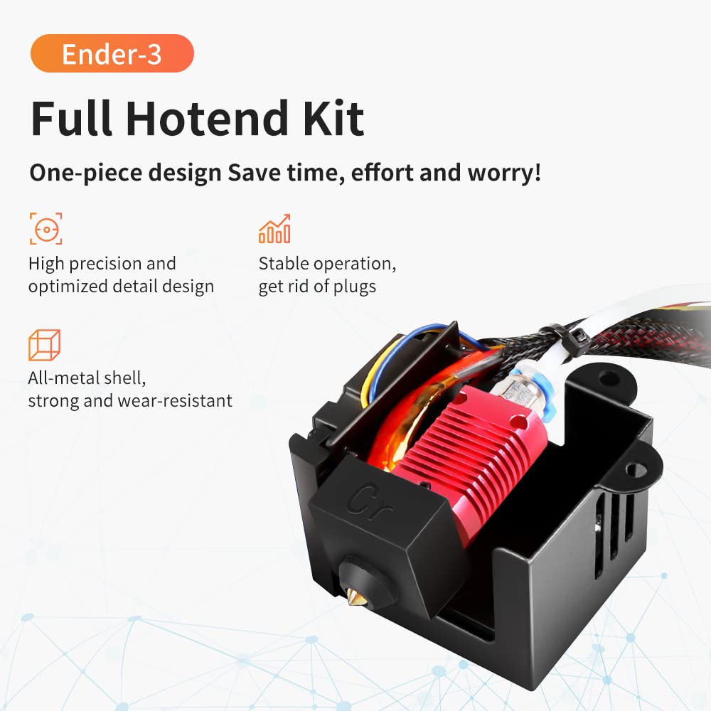 Kit Hotend complet cu ventilator dual, cap de printare, tub de teflon, conectori, suruburi, pentru Ender 3 / Ender 3 Pro / Ender 3S, Creality