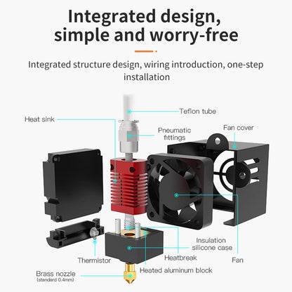 Kit Hotend complet cu ventilator dual, cap de printare, tub de teflon, conectori, suruburi, pentru Ender 3 / Ender 3 Pro / Ender 3S, Creality