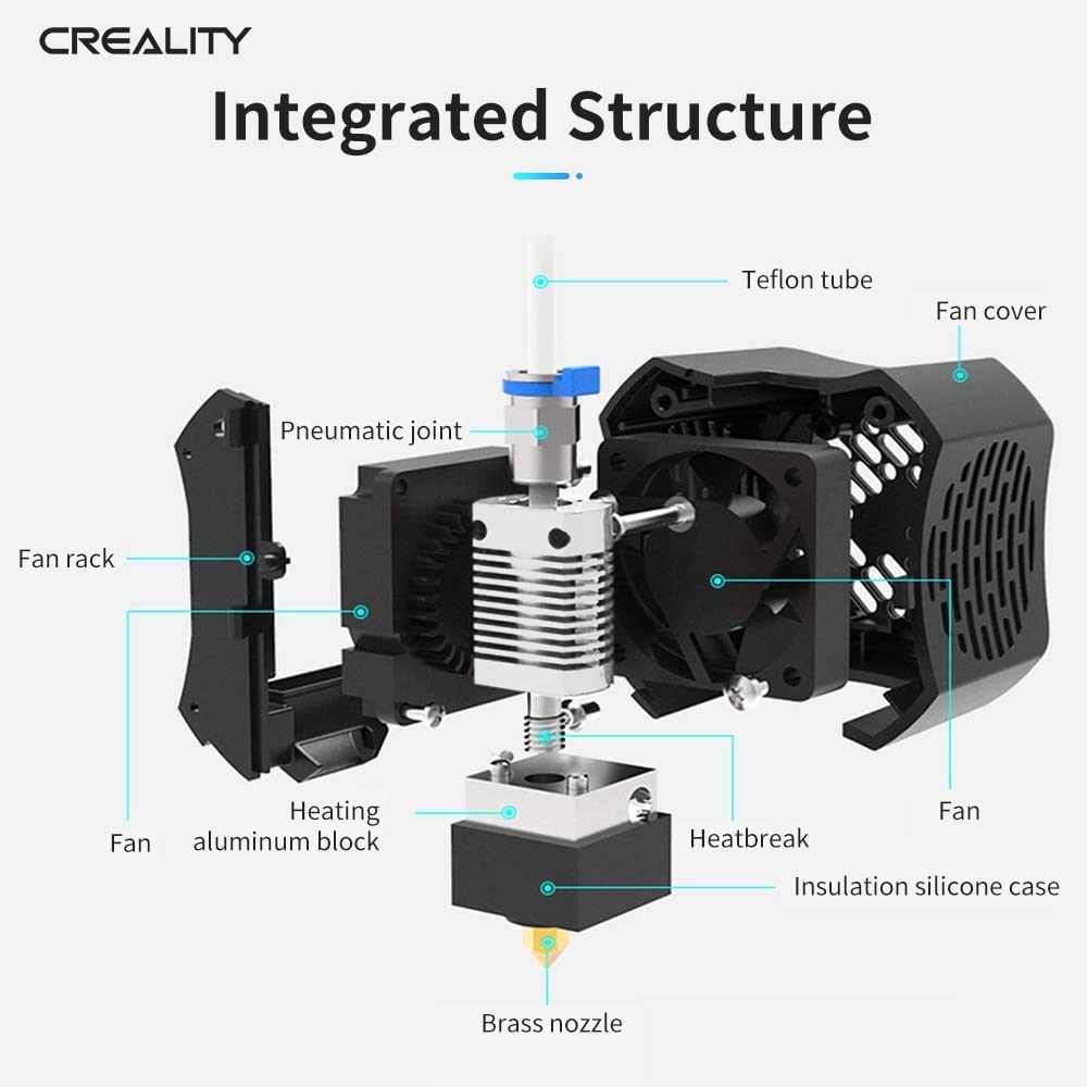 Kit Hotend complet, cu extruder imprimanta 3D, ventilator, tub PTFE Capricorn, termistor, pentru Creality Ender 3, Ender 3 Pro si Ender 3S