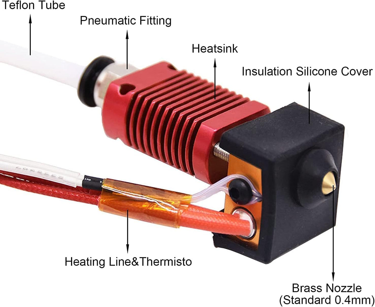 Kit Cap de printare imprimata 3D, Extruder Hotend MK8 24V Upgrade, Creality, cu tub teflon, pentru Ender-3 / Ender 3 V2 / Ender 3 Pro