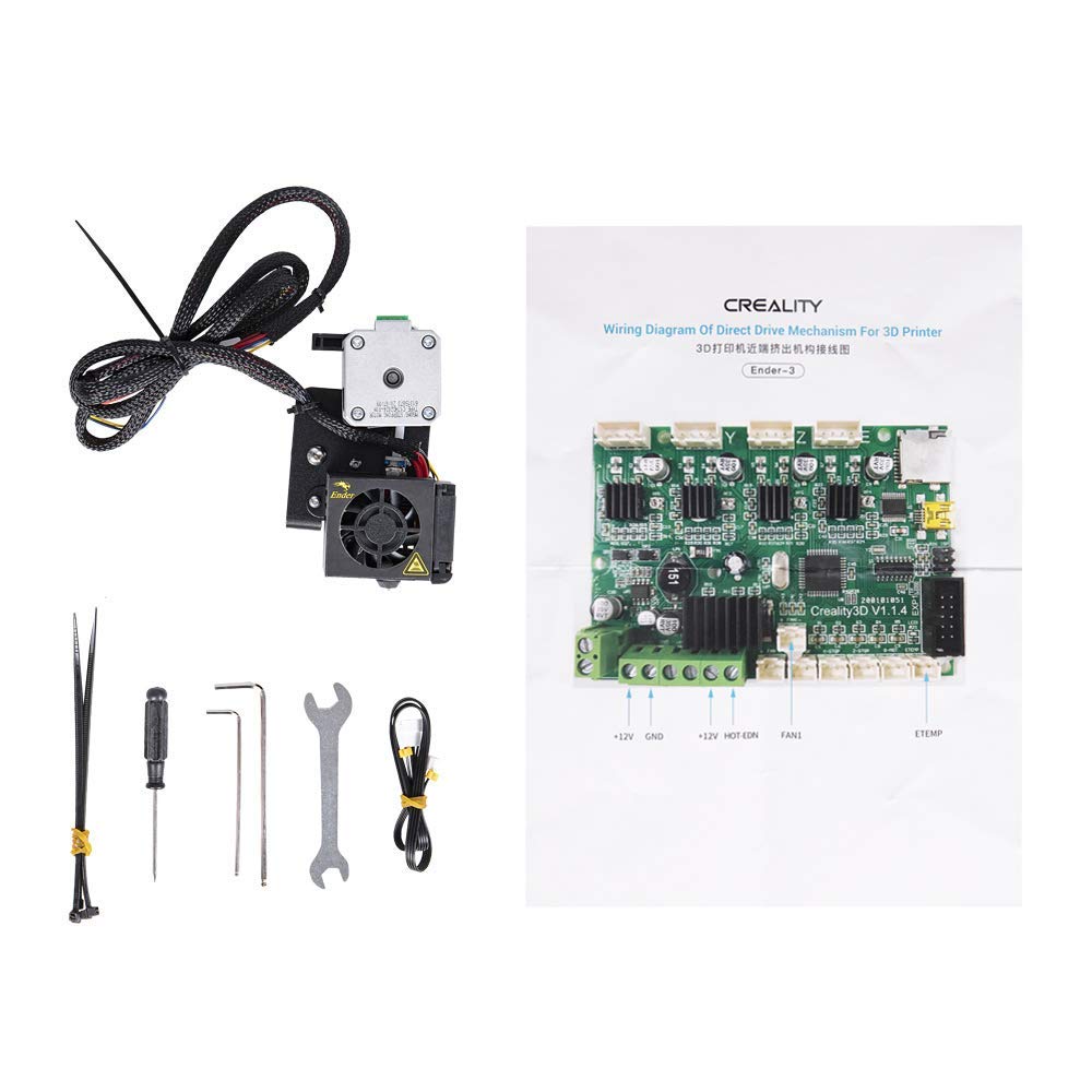 Kit extruder direct de 1.75 mm, Creality, cu motor nivelare pas 42-40, cap de printare, ventilator, fire de conectare, pentru Ender 3, Ender 3 Pro, Ender 3 V2