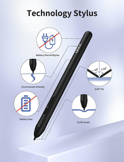 Tableta grafica 6.3 x 4 inch, cu 10 taste, stylus pen cu 8192 puncte presiune inclus, USB-C, compatibil Windows, MacOS, Android, Linux