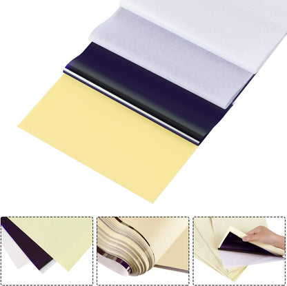 Set 100 hartii de transfer pentru tatuaje, A4, profesionale, din 4 straturi, pentru imprimanta termica sau desen de mana