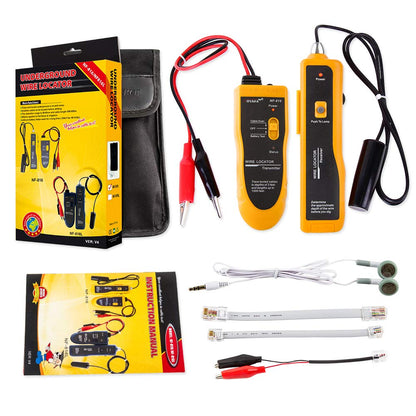 Detector de cabluri subterane, localizator fire, tevi metalice, coaxial, cu transmitator si receptor, lumina LED, pana la 300 m lungime, Noyafa