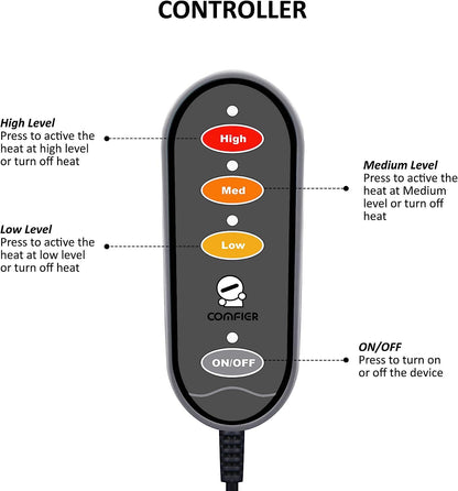 Incalzitor de picioare 2 in 1 pad cu incalzire electrica, 12 V, 3 niveluri de incalzire, oprire automata, design portabil, cu husa de depozitare si transport, Comfier