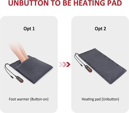 Incalzitor de picioare 2 in 1 pad cu incalzire electrica, 12 V, 3 niveluri de incalzire, oprire automata, design portabil, cu husa de depozitare si transport, Comfier