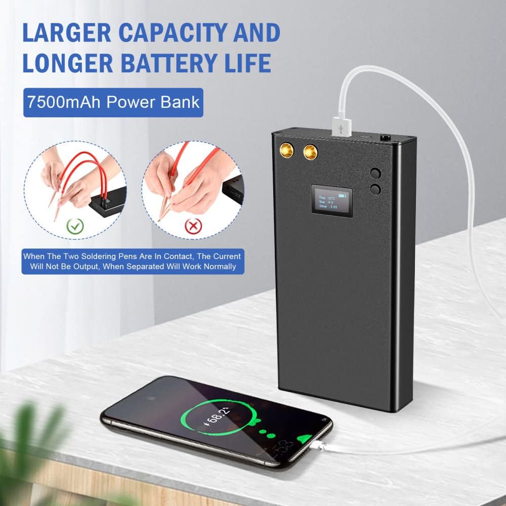 Aparat de sudura in puncte portabil, cu ecran LCD, acumulator 7500 mAh, 70 niveluri, functie powerbank, cu banda de nichel, pentru lipit acumulatori