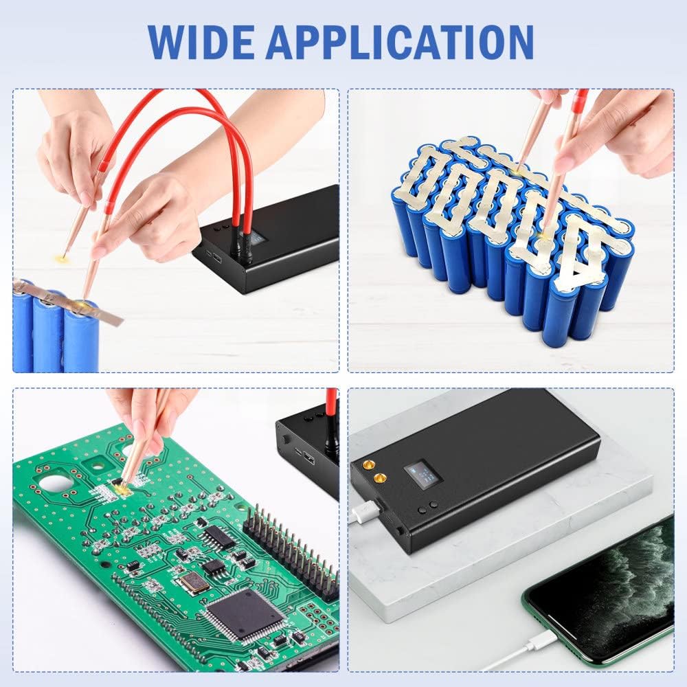 Aparat de sudura in puncte portabil, cu ecran LCD, acumulator 7500 mAh, 70 niveluri, functie powerbank, cu banda de nichel, pentru lipit acumulatori