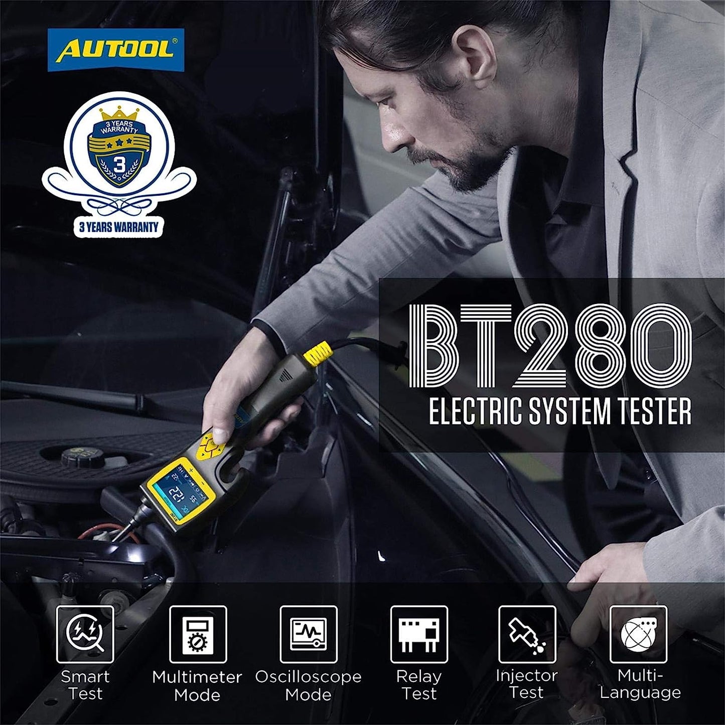 Tester circuite auto, Sonda de putere cu functie osciloscop, multimetru, test injector si releu, cu accesorii si geanta de depozitare si transport