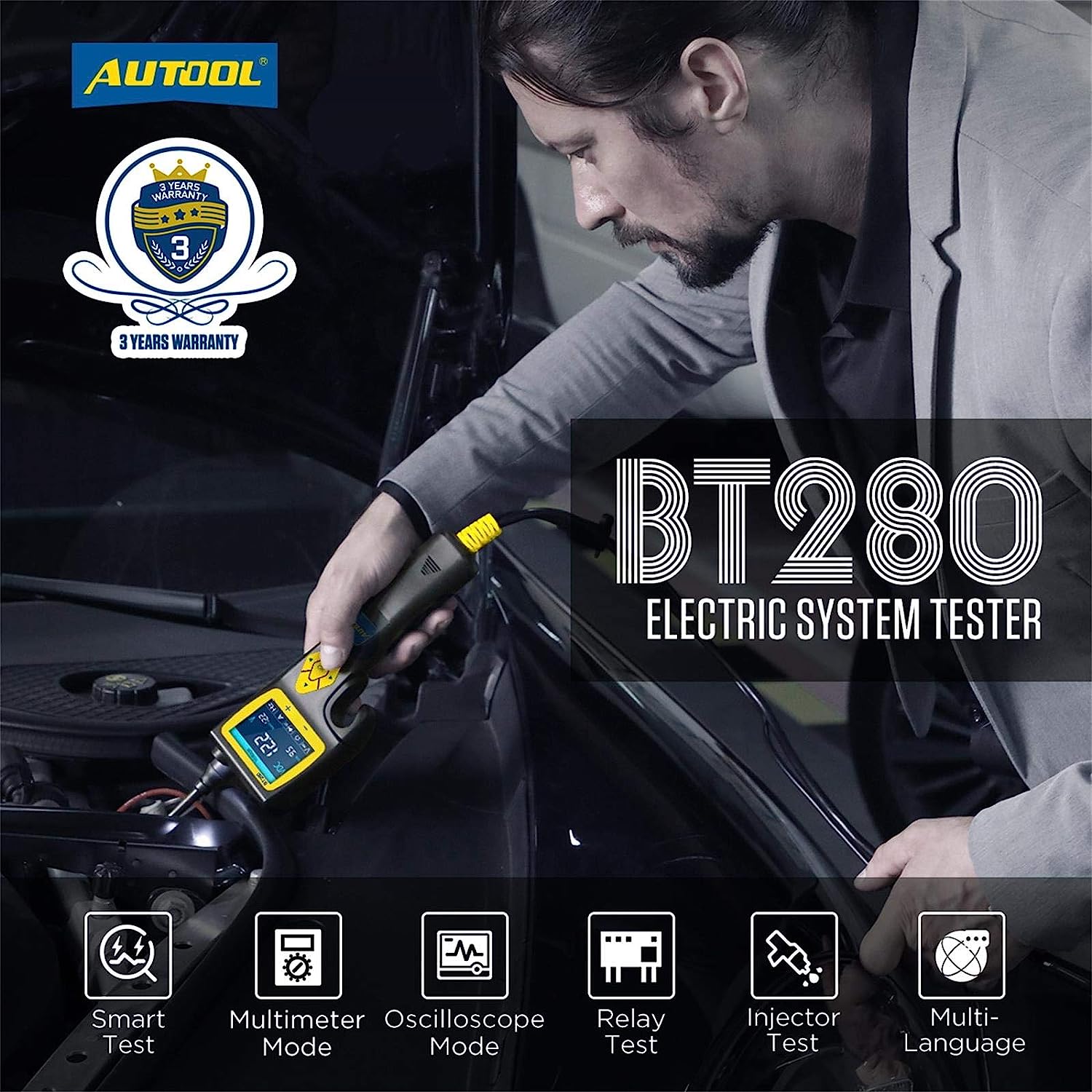 Tester circuite auto, Sonda de putere cu functie osciloscop, multimetru, test injector si releu, cu accesorii si geanta de depozitare si transport