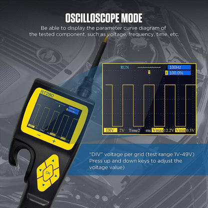 Tester circuite auto, Sonda de putere cu functie osciloscop, multimetru, test injector si releu, cu accesorii si geanta de depozitare si transport