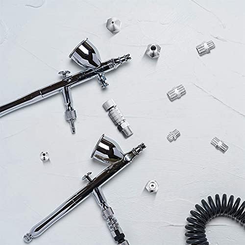 Set conectori cupla rapida aer, pentru aerograf, 14 piese, 1 x adaptor cuplare rapida cu robinet, 7 tipuri conectori BSP 1/4 inch, 1/8 inch si M5, cu banda de teflon, pentru compresor si furtun airbrush