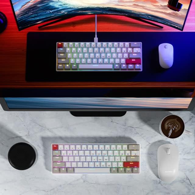 Tastatura mecanica de gaming wireless, iluminare RGB, Bluetooth, conectare cu pana la 3 dispozitive, QWERTY, OUTEMU, cu taste interschimbabile de rezerva, Newmen GM610