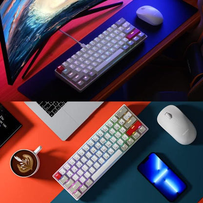Tastatura mecanica de gaming wireless, iluminare RGB, Bluetooth, conectare cu pana la 3 dispozitive, QWERTY, OUTEMU, cu taste interschimbabile de rezerva, Newmen GM610