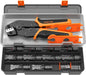 Set cleste de sertizare cablu solar 2,5/4/6 mm², cu 6 conectori mama-tata si 2 chei speciale, in cutie de depozitare si transport, Someline