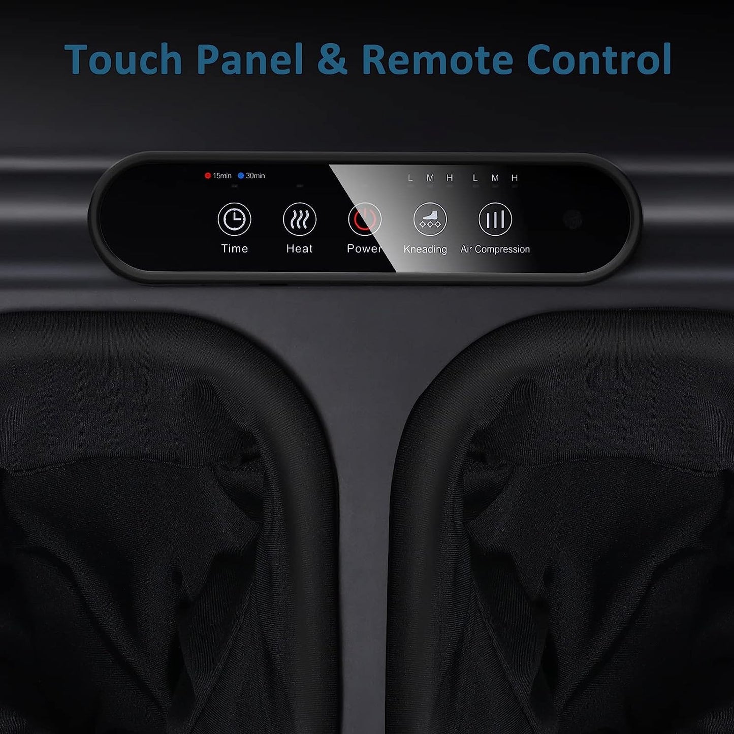 Aparat de masaj Shiatsu pentru picioare cu functie de caldura, presiune aer, role, telecomanda si panou de control cu touch, temporizare automata, Mountrax