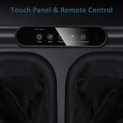 Aparat de masaj Shiatsu pentru picioare cu functie de caldura, presiune aer, role, telecomanda si panou de control cu touch, temporizare automata, Mountrax