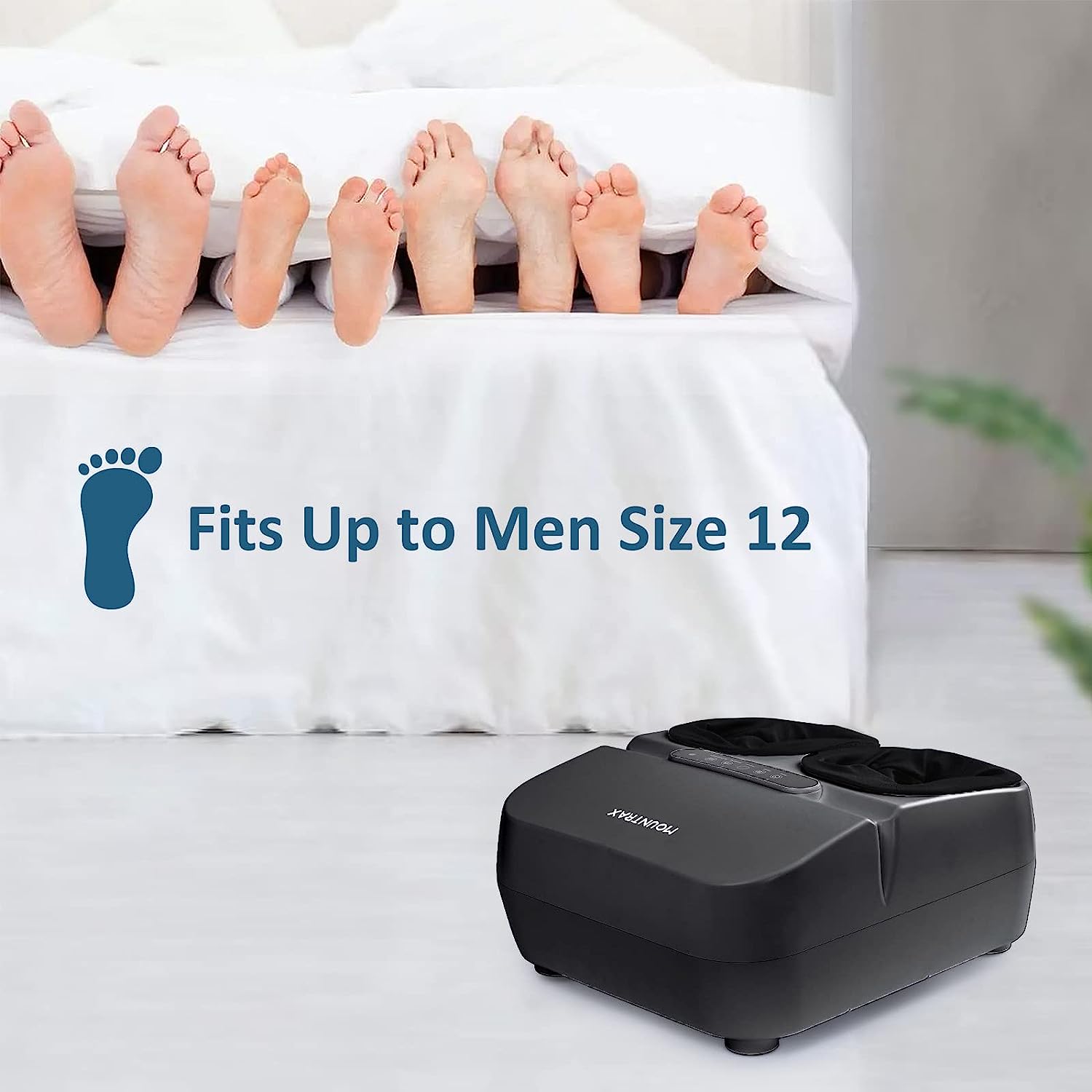 Aparat de masaj Shiatsu pentru picioare cu functie de caldura, presiune aer, role, telecomanda si panou de control cu touch, temporizare automata, Mountrax