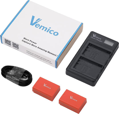 Set 2 acumulatori EN-EL25 / EN-EL25A 1350 mAh, cu incarcator dual cu display LCD, compatibil cu seriile Nikon Z50 / ZFC / Z