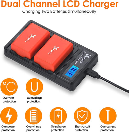 Set 2 acumulatori EN-EL25 / EN-EL25A 1350 mAh, cu incarcator dual cu display LCD, compatibil cu seriile Nikon Z50 / ZFC / Z