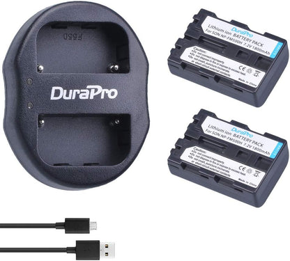 Set de 2 acumulatori NP-FM500H 1800 mAh si incarcator dual pentru Sony Alpha SLT-A57 A58 A65 A65V A77 A77V A99 CLM-V55 DSLR-A100 A200 A300 A350 A450, A5000