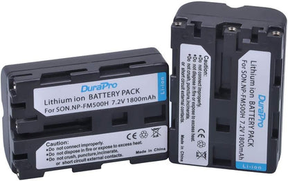 Set de 2 acumulatori NP-FM500H 1800 mAh si incarcator dual pentru Sony Alpha SLT-A57 A58 A65 A65V A77 A77V A99 CLM-V55 DSLR-A100 A200 A300 A350 A450, A5000