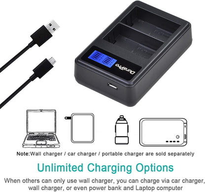 Set de 2 acumulatori DMW-BLF19 DMW-BLF19E, 1860 mAh cu incarcator dual, pentru Panasonic DMW-BLF19PP; Aparat foto DMC-GH3, DMC-GH4, DC-GH5 G9