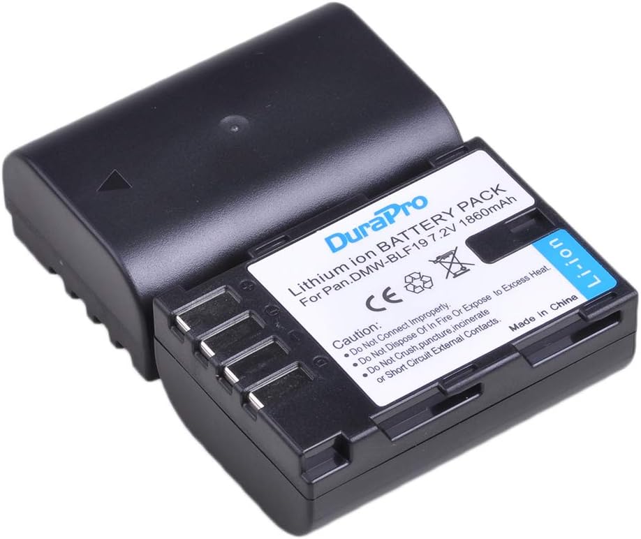 Set de 2 acumulatori DMW-BLF19 DMW-BLF19E, 1860 mAh cu incarcator dual, pentru Panasonic DMW-BLF19PP; Aparat foto DMC-GH3, DMC-GH4, DC-GH5 G9