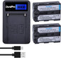 Set de 2 acumulatori NP-FM500H 1800 mAh si incarcator LCD, pentru Sony A99, A77, A58 ,A57 ,A65, A68, A200, A300, A350, A450, A500, A550, A560, A700, A850, A900