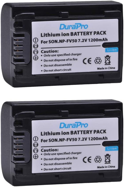 Set de 2 acumulatori NP-FV50 1200 mAh si incarcator LCD, pentru Sony NP-FV30, NP-FV40, FV70, FV100, HDR-CX150E, HDR-CX170, HDR-SR68, DCR-SR20E, HDR-CX190