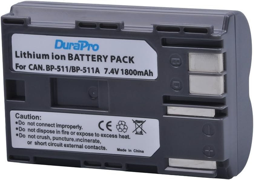 Set de 2 acumulatori BP-511 BP-511A 1800 mAh cu incarcator dual pentru Canon EOS 5D 10D 20D 20D 30D 40D 50D 300D D30 D60, Rebel PowerShot Pro G5 G1962 Pro G1 G5 G190 Pro
