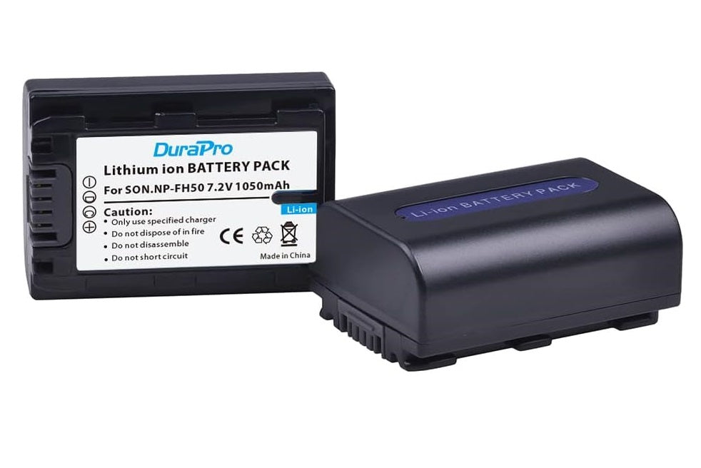 Set 2 acumulatori NP-FH5 de 1050 mAh cu incarcator cu ecran LCD pentru Sony NP-FH30, NP-FH40, NP-FH50, NP-FH60, NP-FH70 H Series; Sony DCR-SR32, DCR-SR33, DCR-SR35, DCR -SR36, DCR. - SR37, DCR-SR38 Handycam