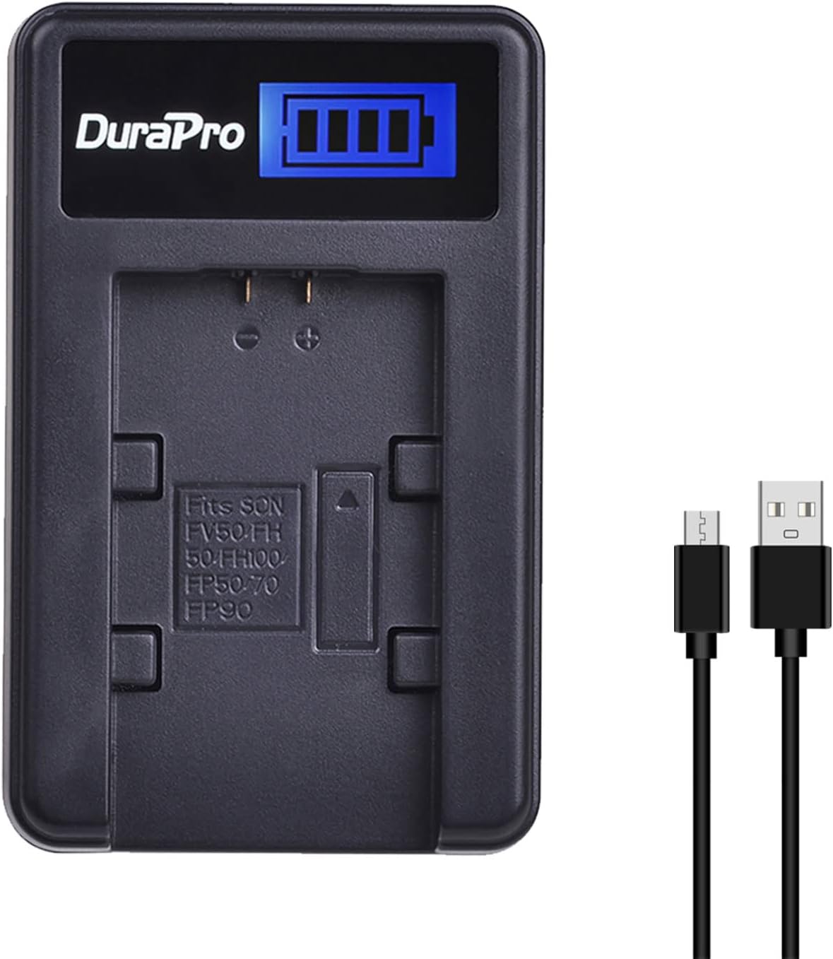 Set 2 acumulatori NP-FH5 de 1050 mAh cu incarcator cu ecran LCD pentru Sony NP-FH30, NP-FH40, NP-FH50, NP-FH60, NP-FH70 H Series; Sony DCR-SR32, DCR-SR33, DCR-SR35, DCR -SR36, DCR. - SR37, DCR-SR38 Handycam