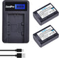 Set 2 acumulatori NP-FH5 de 1050 mAh cu incarcator cu ecran LCD pentru Sony NP-FH30, NP-FH40, NP-FH50, NP-FH60, NP-FH70 H Series; Sony DCR-SR32, DCR-SR33, DCR-SR35, DCR -SR36, DCR. - SR37, DCR-SR38 Handycam