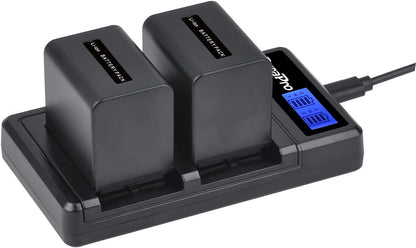 Set 2 acumulatori NP-FV70 de 2500 mAh cu incarcator dublu pentru Sony NP-FV50 FV30, FV100, Seria V, camera video Handycam HDR-CX230 HDR-CX150E HDR-CX170 CX300 Z1