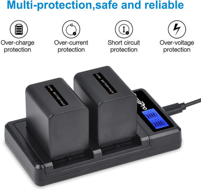Set 2 acumulatori NP-FV70 de 2500 mAh cu incarcator dublu pentru Sony NP-FV50 FV30, FV100, Seria V, camera video Handycam HDR-CX230 HDR-CX150E HDR-CX170 CX300 Z1