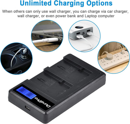 Set 2 acumulatori NP-FV70 de 2500 mAh cu incarcator dublu pentru Sony NP-FV50 FV30, FV100, Seria V, camera video Handycam HDR-CX230 HDR-CX150E HDR-CX170 CX300 Z1