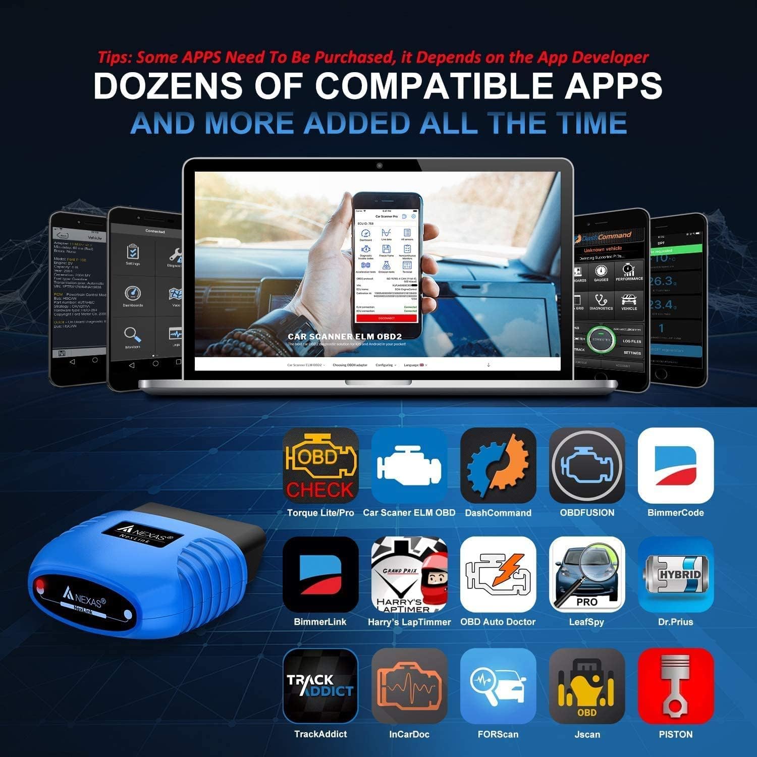 Diagnoza interfata OBD2, tester cu Bluetooth 5.0, citire si stergere coduri de eroare, citire parametri baterie, compatibil cu aplicatii multiple, pentru masina si motocicleta